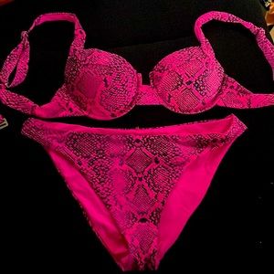 Pink snake print bikini